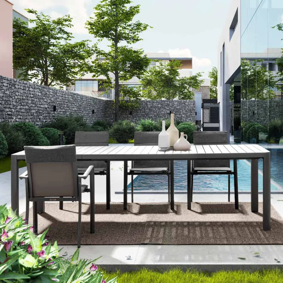 Table extensible jusqu'à 240 cm en aluminium thermolaqué - Peinture Viadurini