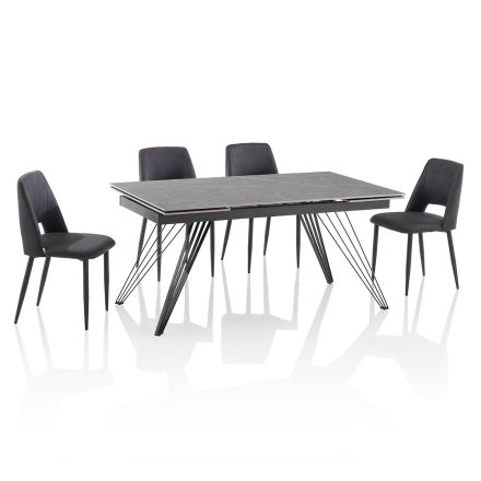 Table extensible en céramique jusqu'à 240 cm avec 4 chaises - Aisha Viadurini