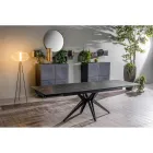 Table extensible jusqu'à 240 cm en céramique et piètement métal - Bouquet Viadurini