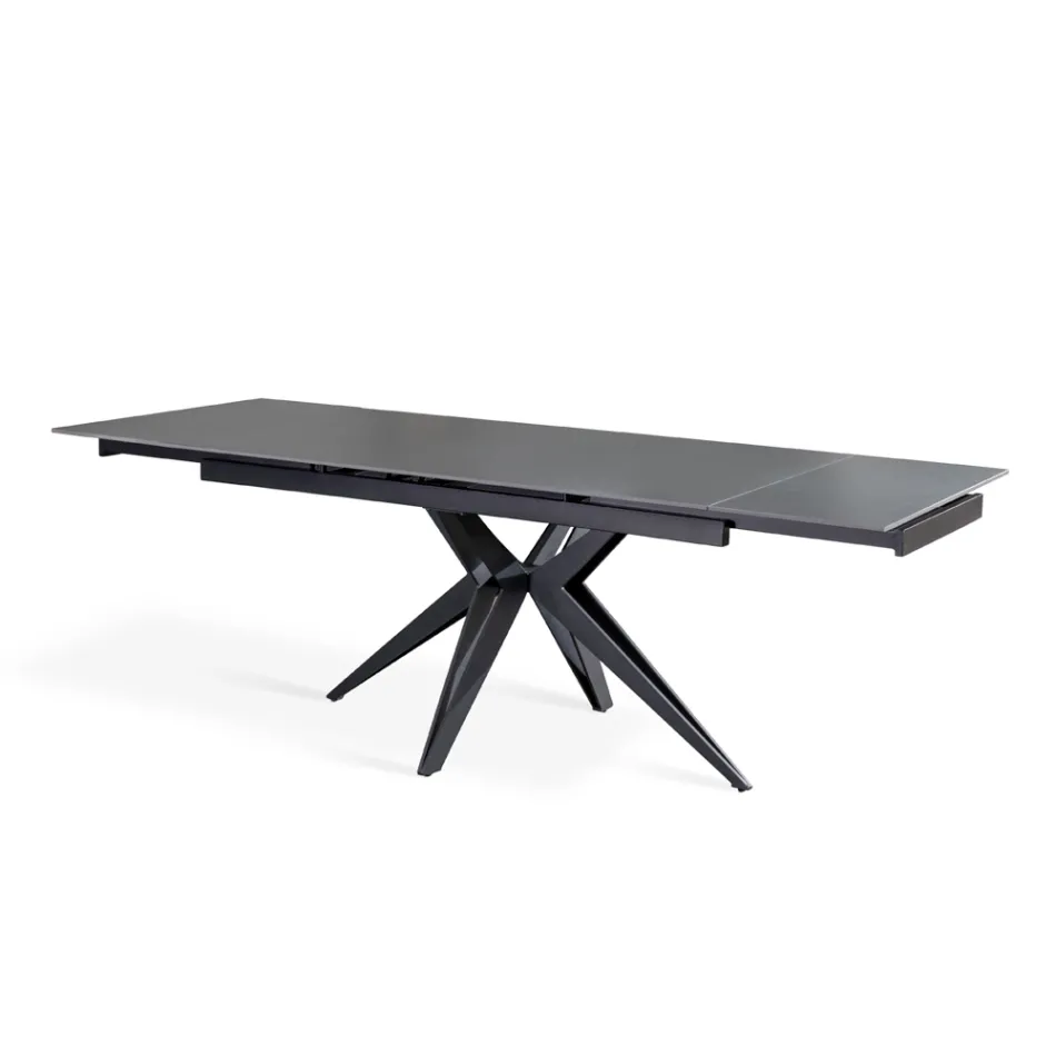 Table extensible jusqu'à 240 cm en céramique et piètement métal - Bouquet Viadurini