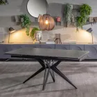 Table extensible jusqu'à 240 cm en céramique et piètement métal - Bouquet Viadurini