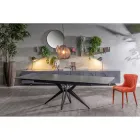 Table extensible jusqu'à 240 cm en céramique et piètement métal - Bouquet Viadurini