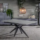 Table extensible jusqu'à 240 cm en céramique et piètement métal - Bouquet Viadurini