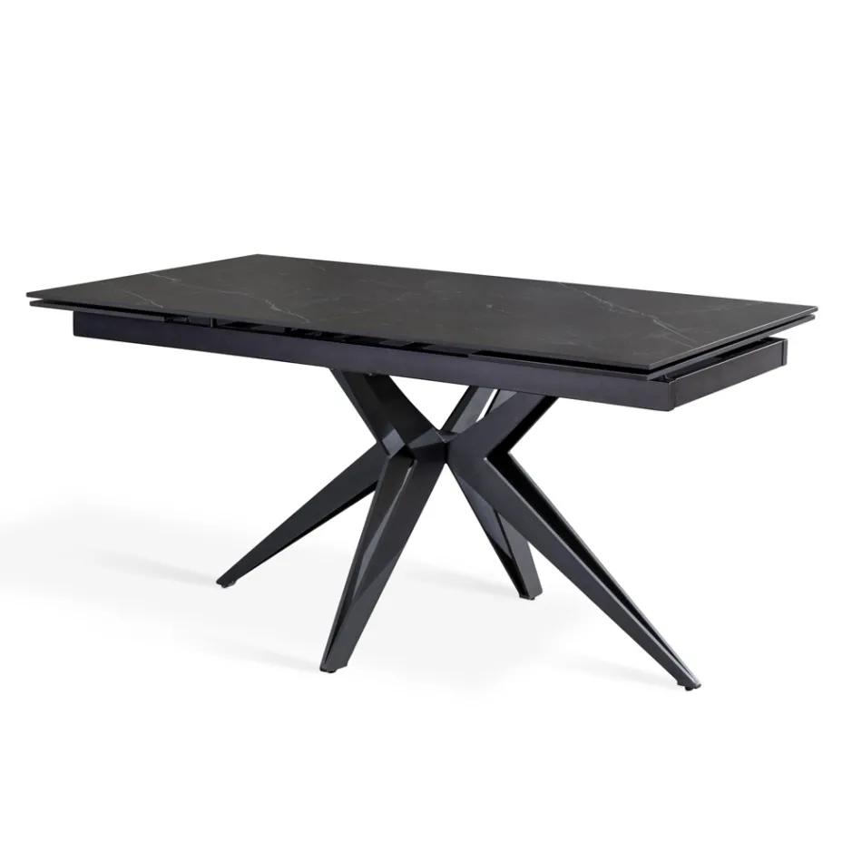 Table extensible jusqu'à 240 cm en céramique et piètement métal - Bouquet Viadurini