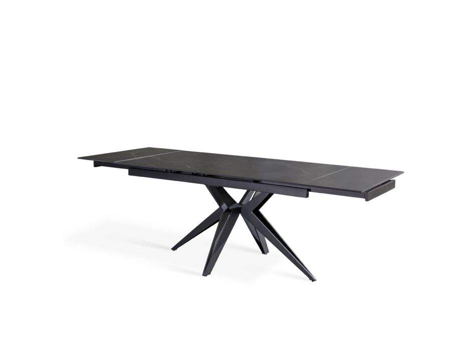 Table extensible jusqu'à 240 cm en céramique et piètement métal - Bouquet Viadurini
