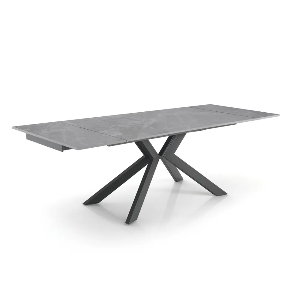 Table extensible jusqu'à 240 cm en céramique finition marbre - chlore Viadurini