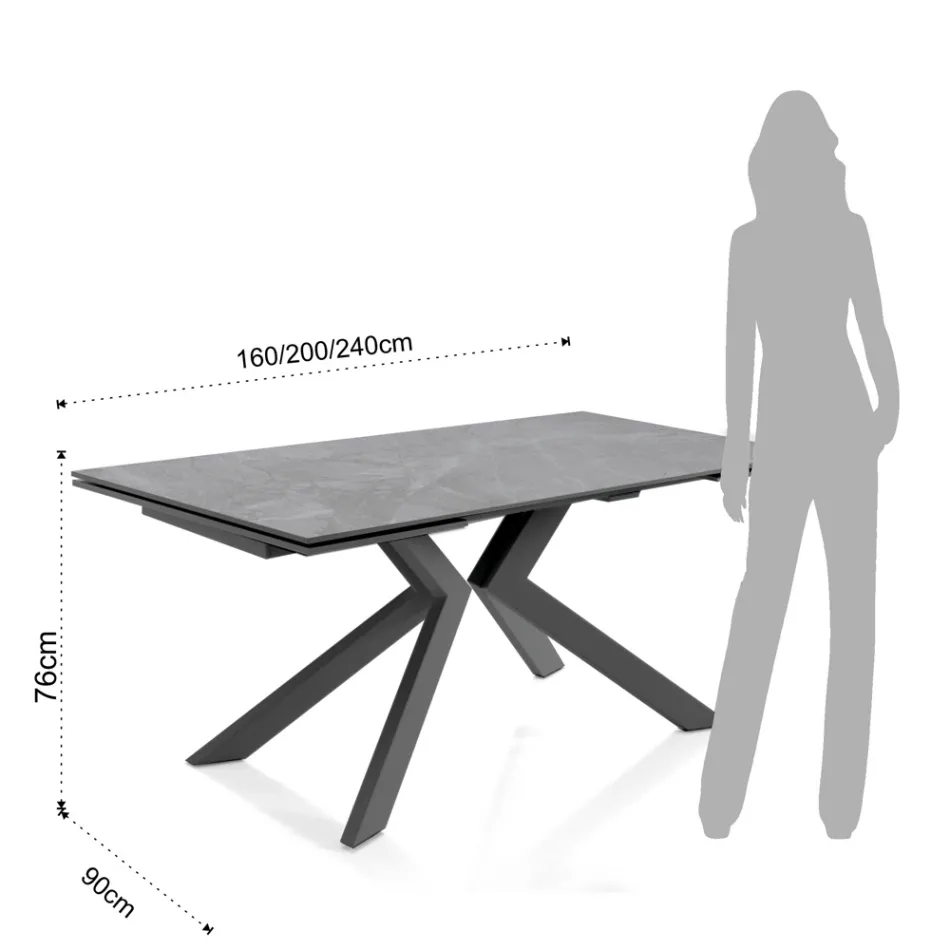 Table extensible jusqu'à 240 cm en céramique finition marbre - chlore Viadurini