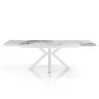 Table extensible jusqu'à 240 cm en céramique finition marbre onyx poli - Piémont Viadurini