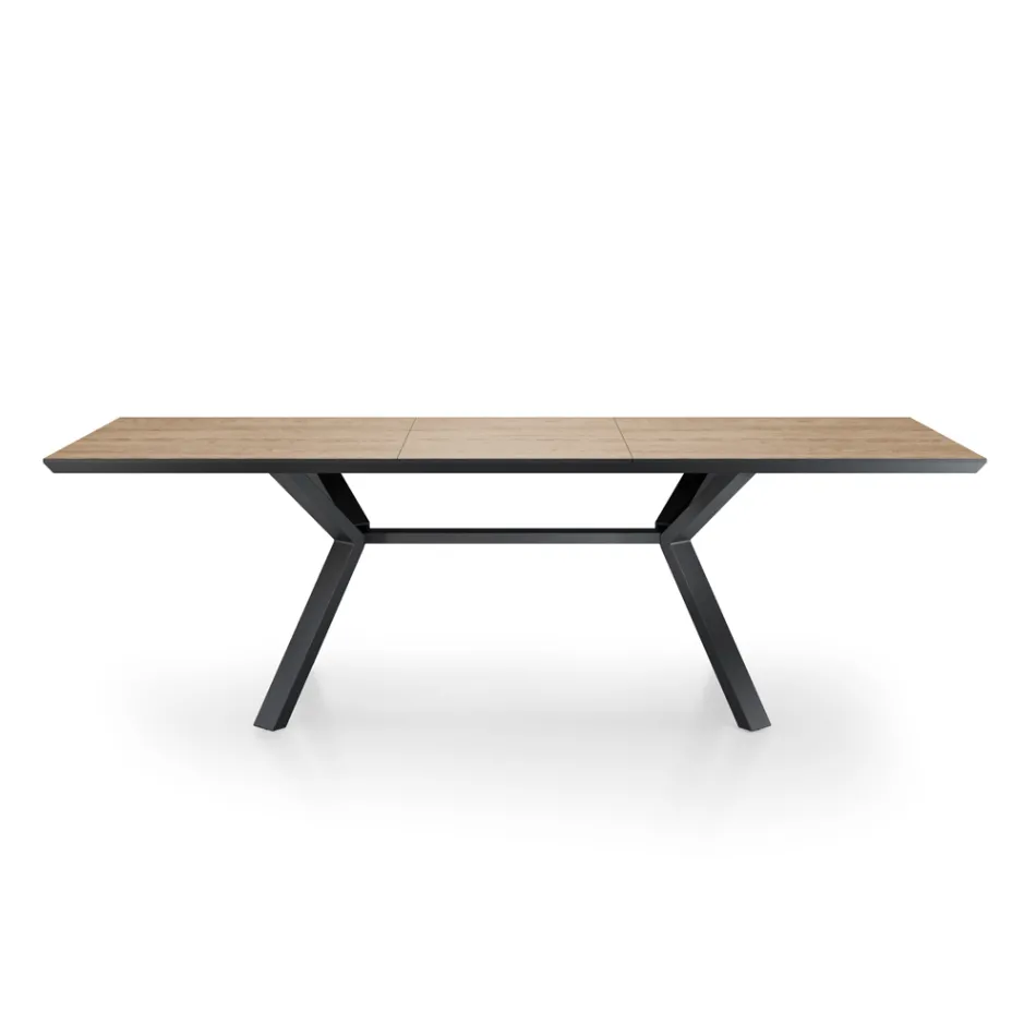 Table extensible jusqu'à 240 cm en métal noir et MDF - Donzella Viadurini