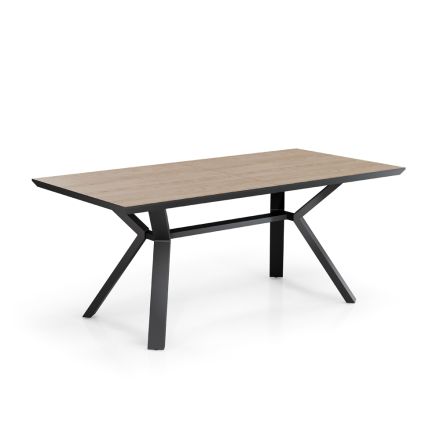 Table extensible jusqu'à 240 cm en métal noir et MDF - Donzella Viadurini