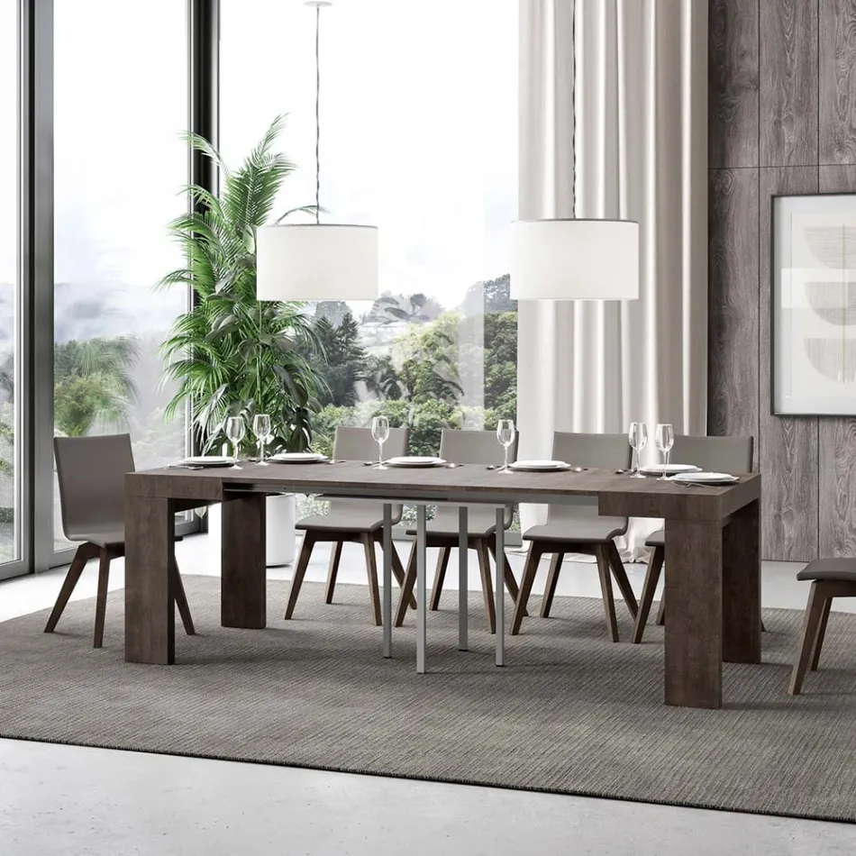 Table extensible jusqu'à 246 cm en microparticules de bois Made in Italy - Arbre Viadurini
