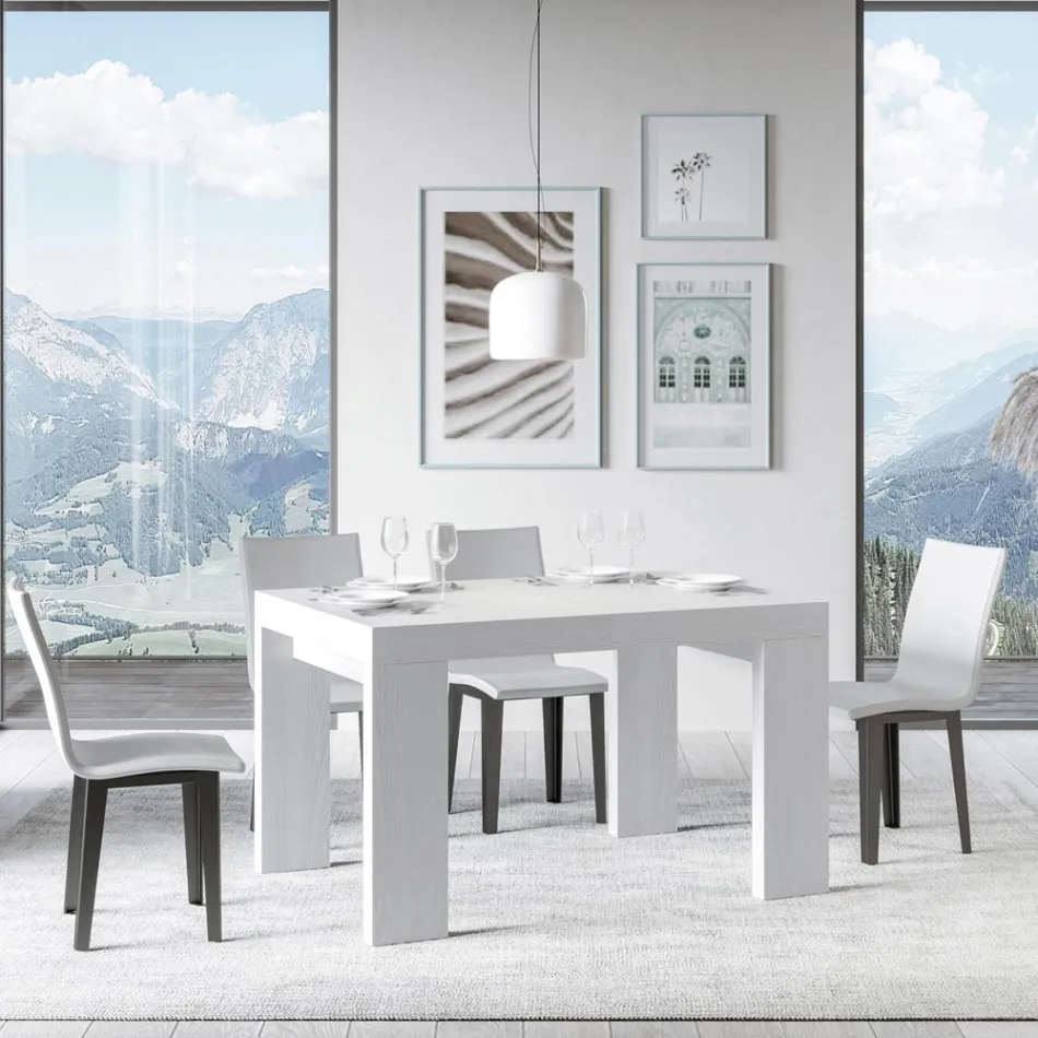 Table extensible jusqu'à 246 cm en microparticules de bois Made in Italy - Arbre Viadurini