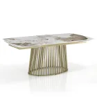 Table extensible jusqu'à 260 cm en finition céramique, marbre et métal - Veneto Viadurini