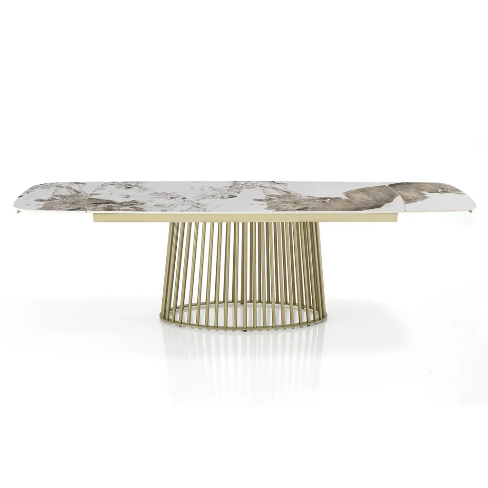 Table extensible jusqu'à 260 cm en finition céramique, marbre et métal - Veneto Viadurini