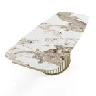 Table extensible jusqu'à 260 cm en finition céramique, marbre et métal - Veneto Viadurini