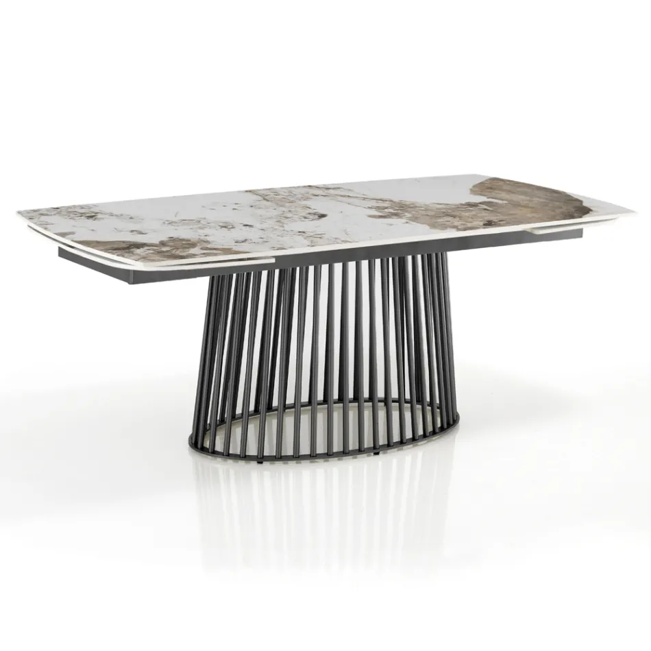 Table extensible jusqu'à 260 cm en finition céramique, marbre et métal - Veneto Viadurini
