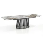 Table extensible jusqu'à 260 cm en finition céramique, marbre et métal - Veneto Viadurini