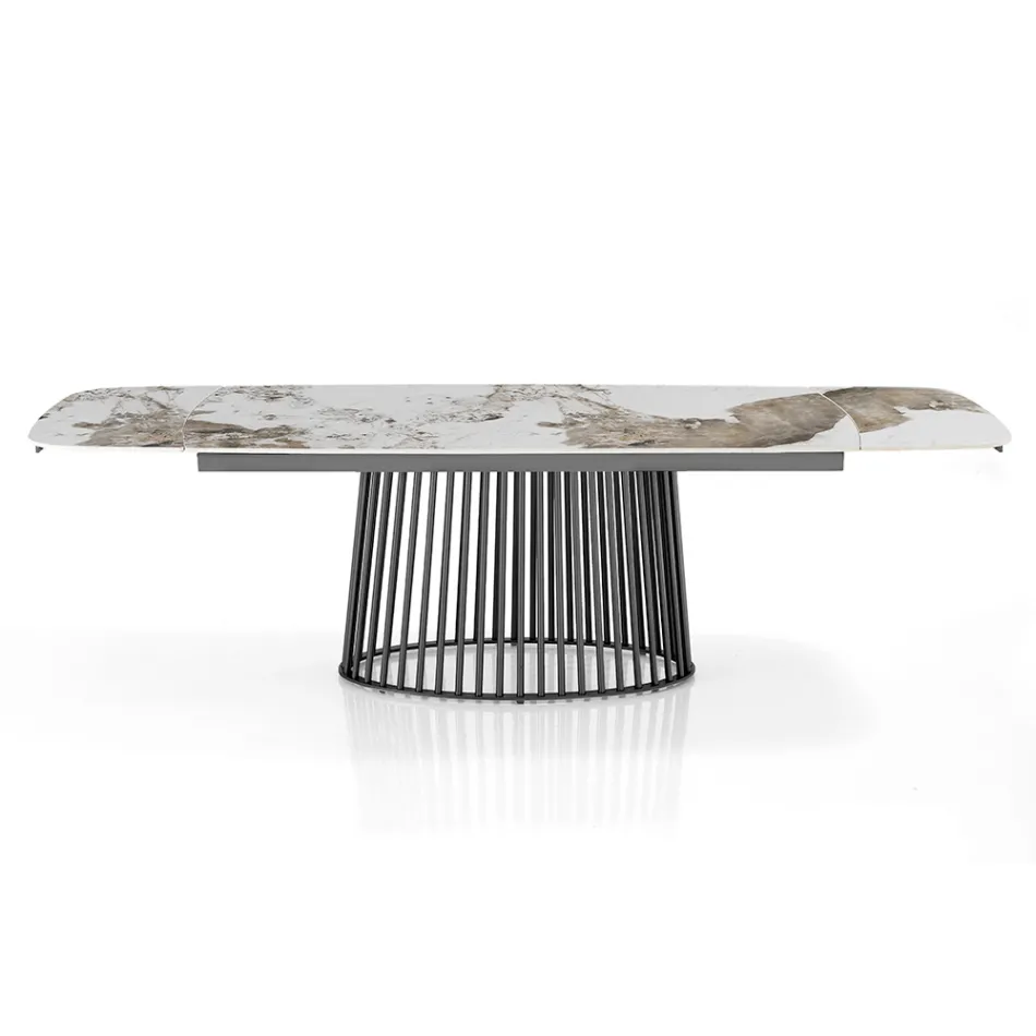 Table extensible jusqu'à 260 cm en finition céramique, marbre et métal - Veneto Viadurini