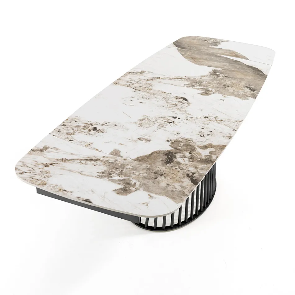 Table extensible jusqu'à 260 cm en finition céramique, marbre et métal - Veneto Viadurini