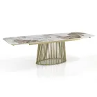 Table extensible jusqu'à 260 cm en finition céramique, marbre et métal - Veneto Viadurini