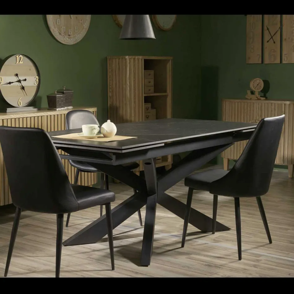 Table à rallonge 260 cm en métal et pierre de synthèse - Underwater Viadurini