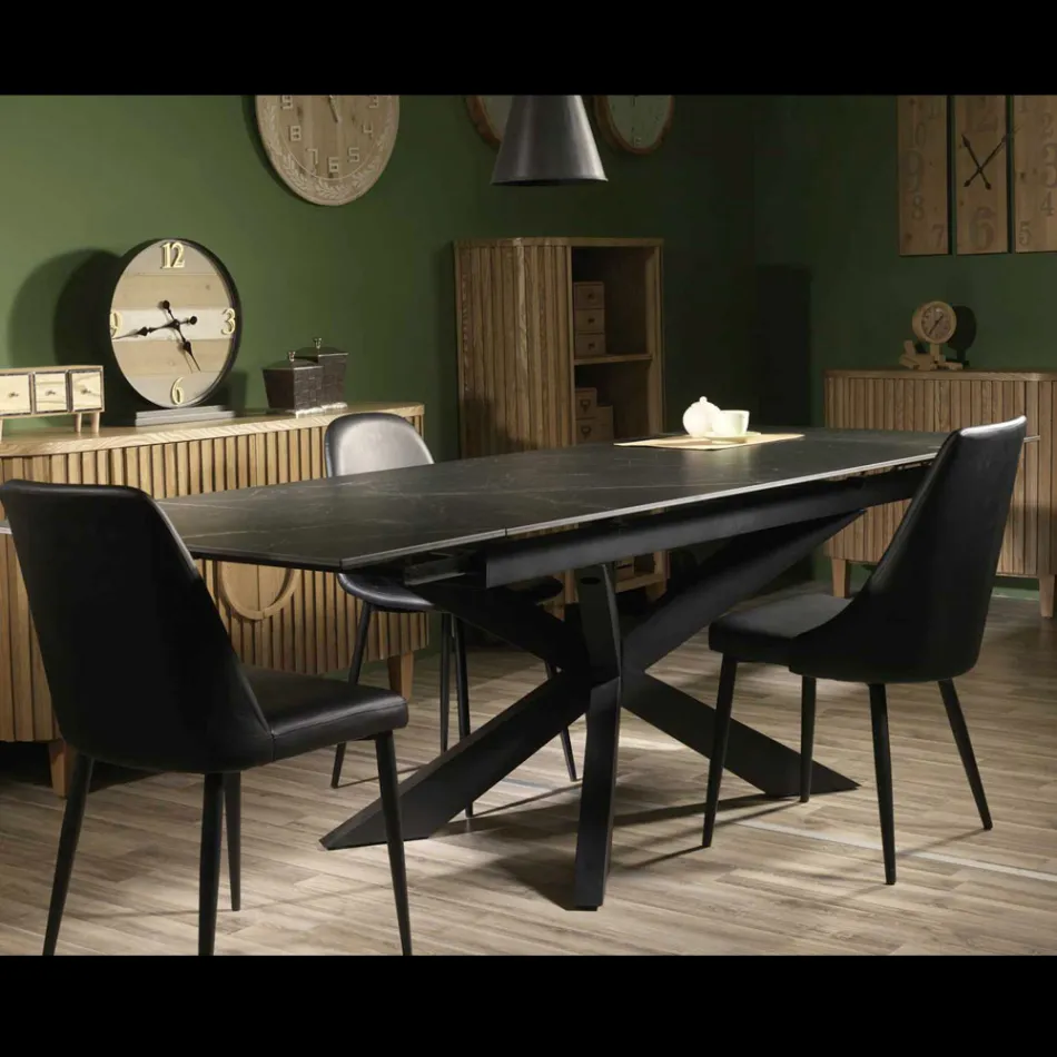 Table à rallonge 260 cm en métal et pierre de synthèse - Underwater Viadurini