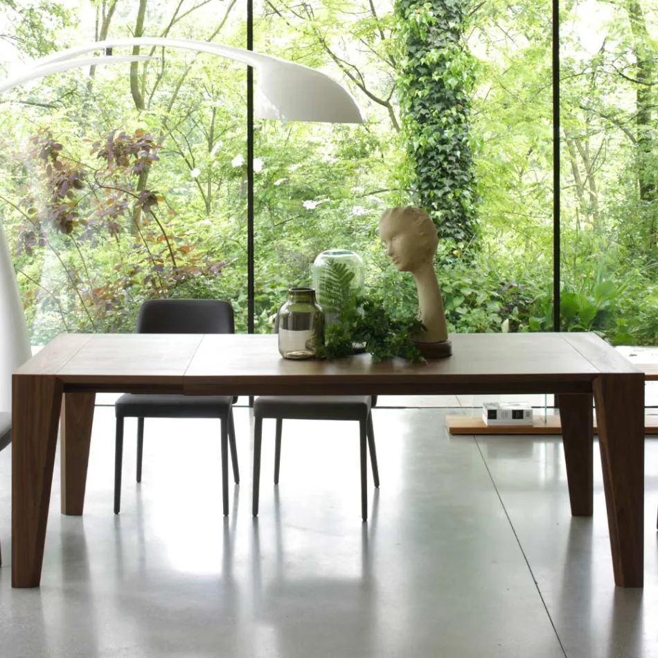 Table extensible jusqu'à 265 cm en bois de noyer Canaletto Made in Italy - Orchidea Viadurini