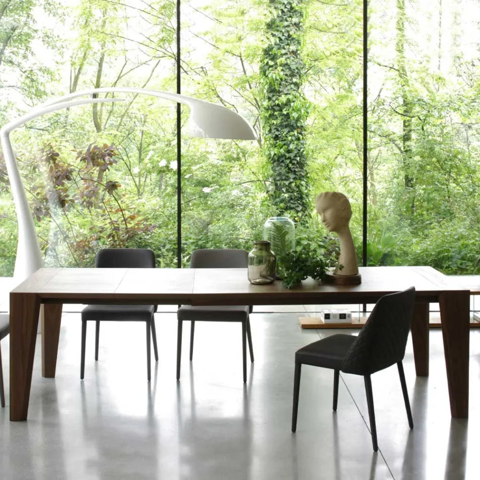 Table extensible jusqu'à 265 cm en bois de noyer Canaletto Made in Italy - Orchidea Viadurini