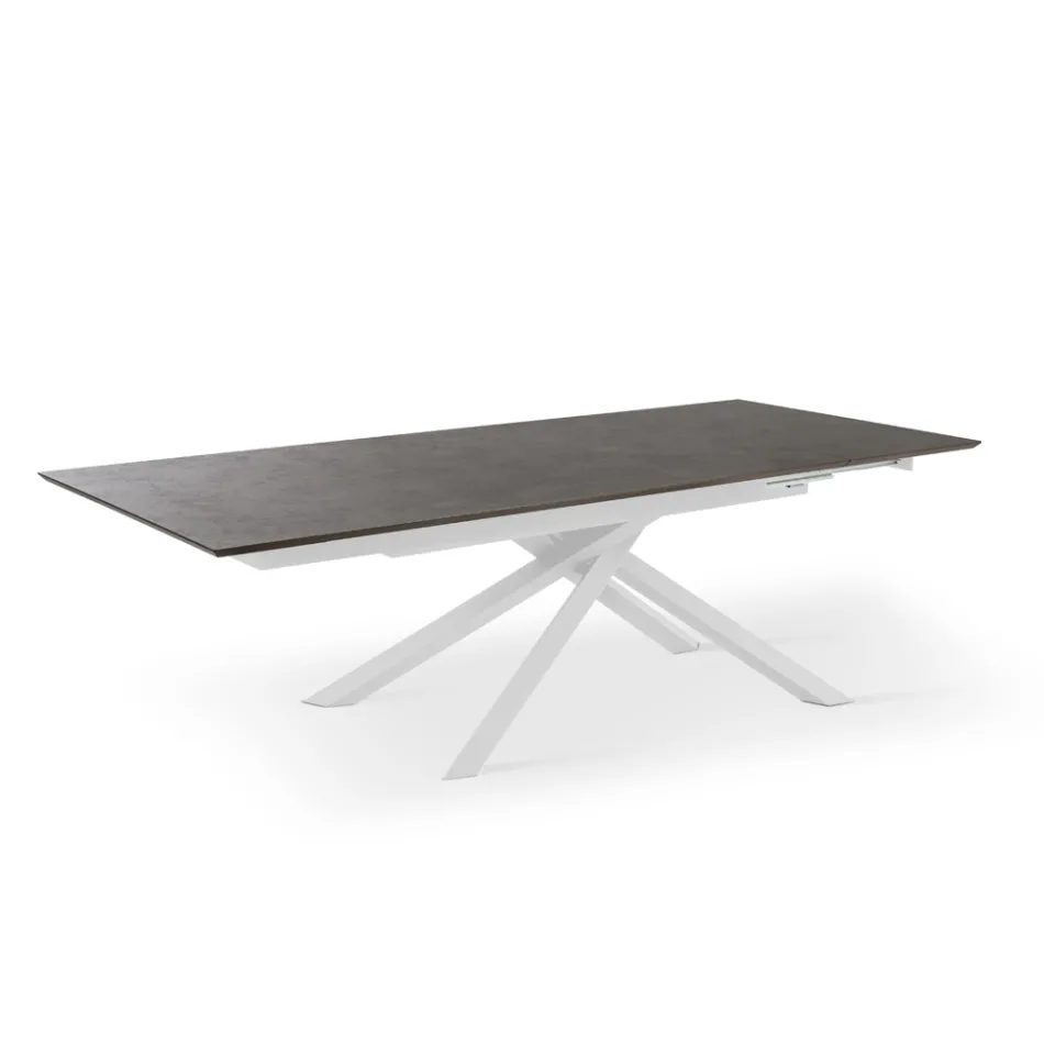 Table extensible jusqu'à 270 cm avec plateau HPL et piètement aluminium - Recherche Viadurini