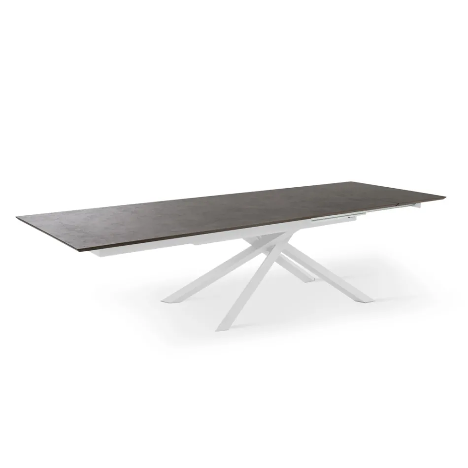 Table extensible jusqu'à 270 cm avec plateau HPL et piètement aluminium - Recherche Viadurini