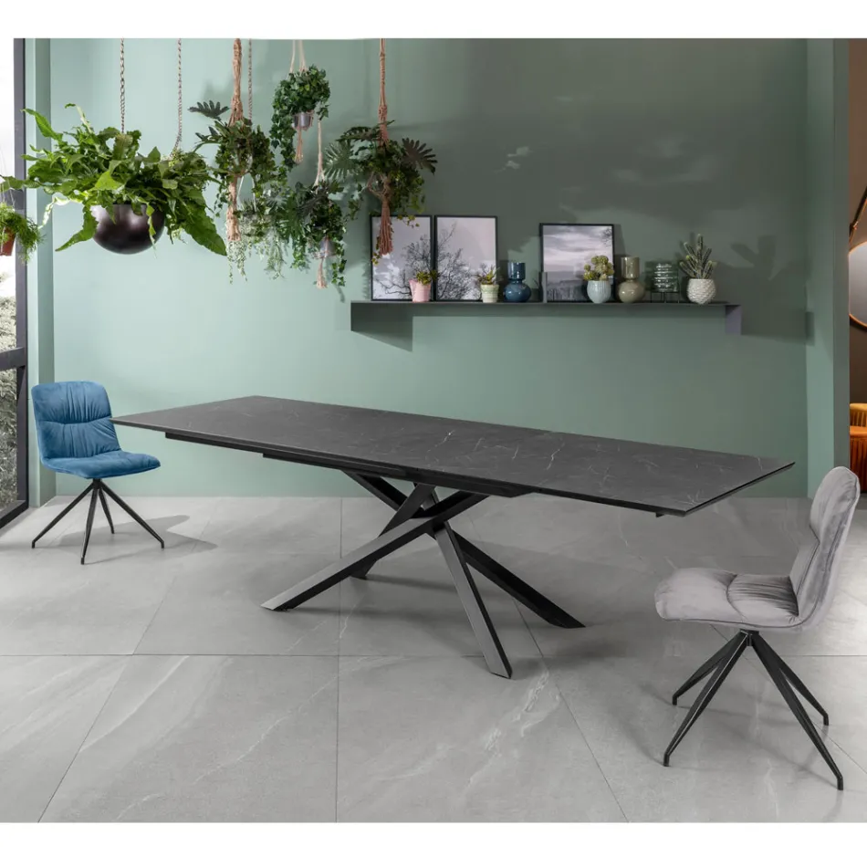 Table extensible jusqu'à 270 cm avec plateau HPL et piètement aluminium - Recherche Viadurini