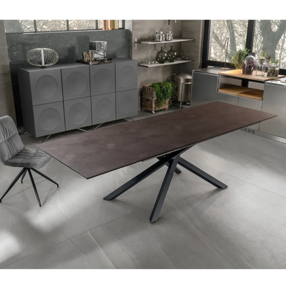 Table extensible jusqu'à 270 cm avec plateau HPL et piètement aluminium - Recherche Viadurini