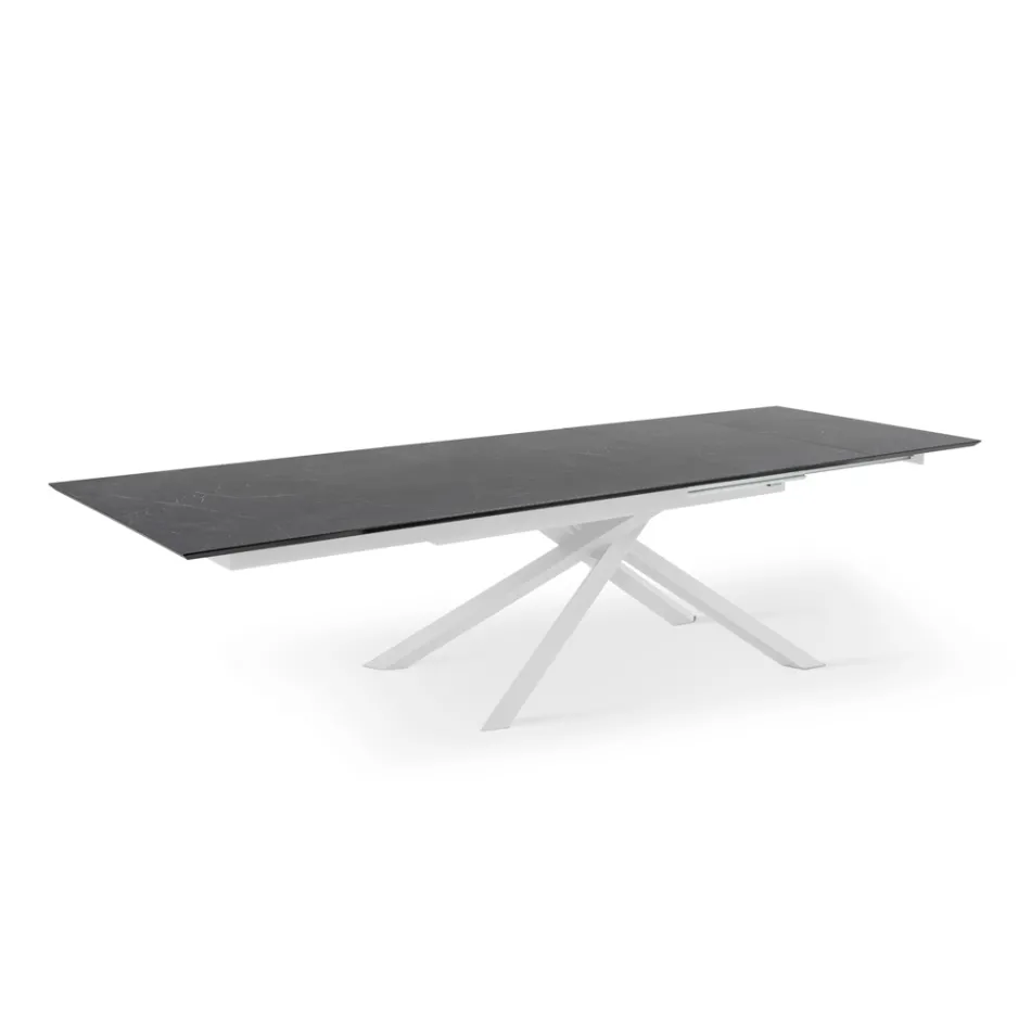 Table extensible jusqu'à 270 cm avec plateau HPL et piètement aluminium - Recherche Viadurini