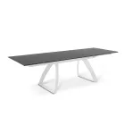 Table extensible jusqu'à 270 cm avec plateau HPL et piètement aluminium - Villongo Viadurini