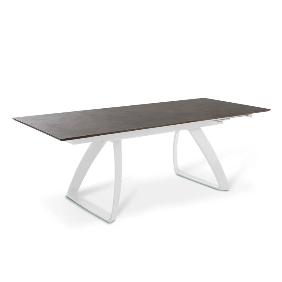 Table extensible jusqu'à 270 cm avec plateau HPL et piètement aluminium - Villongo Viadurini