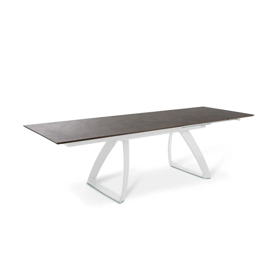 Table extensible jusqu'à 270 cm avec plateau HPL et piètement aluminium - Villongo Viadurini