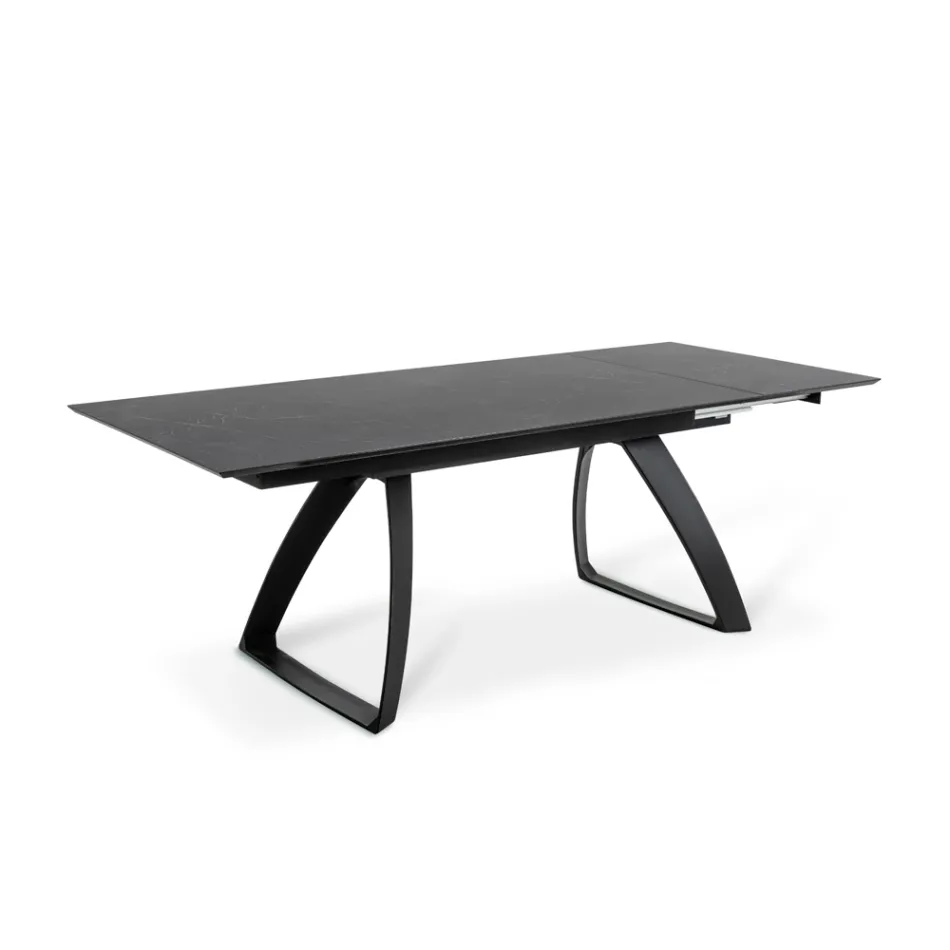 Table extensible jusqu'à 270 cm avec plateau HPL et piètement aluminium - Villongo Viadurini