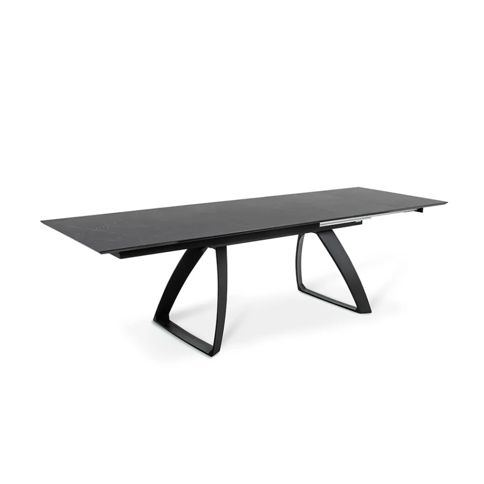 Table extensible jusqu'à 270 cm avec plateau HPL et piètement aluminium - Villongo Viadurini