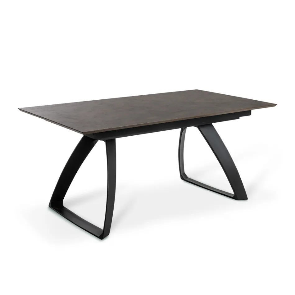 Table extensible jusqu'à 270 cm avec plateau HPL et piètement aluminium - Villongo Viadurini