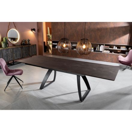 Table extensible jusqu'à 270 cm avec plateau HPL et piètement aluminium - Villongo Viadurini