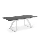 Table extensible jusqu'à 270 cm avec plateau HPL et piètement aluminium - Villongo Viadurini
