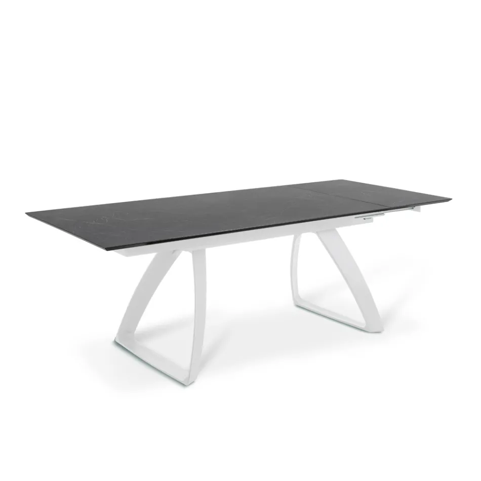 Table extensible jusqu'à 270 cm avec plateau HPL et piètement aluminium - Villongo Viadurini