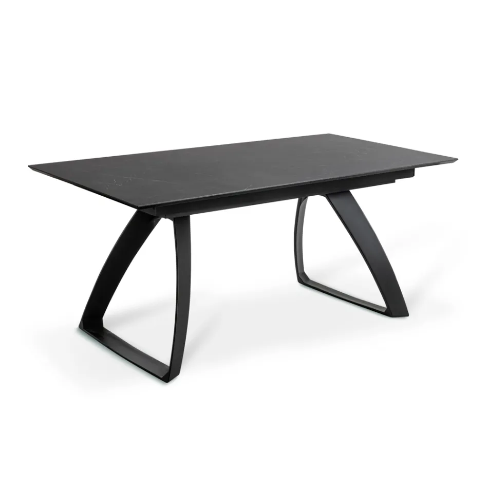 Table extensible jusqu'à 270 cm avec plateau HPL et piètement aluminium - Villongo Viadurini
