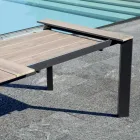 Table extensible jusqu'à 276 cm avec revêtement en aluminium effet bois - Ovara Viadurini