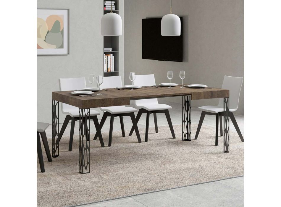 Table extensible jusqu'à 284 cm en bois et fer Made in Italy - Fiume Viadurini