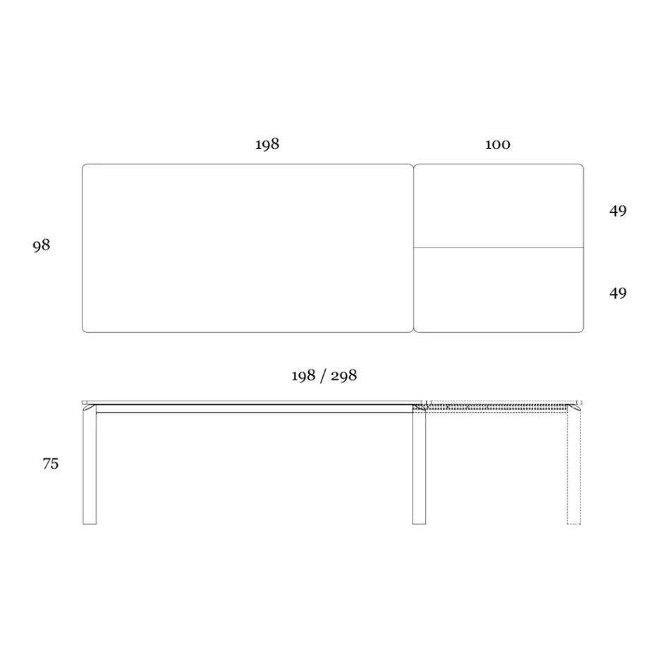 Table extensible jusqu'à 298 cm en céramique et métal Made in Italy - Tulip Viadurini