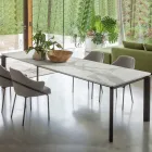 Table extensible jusqu'à 298 cm en céramique et métal fabriquée en Italie - Tulipe Viadurini