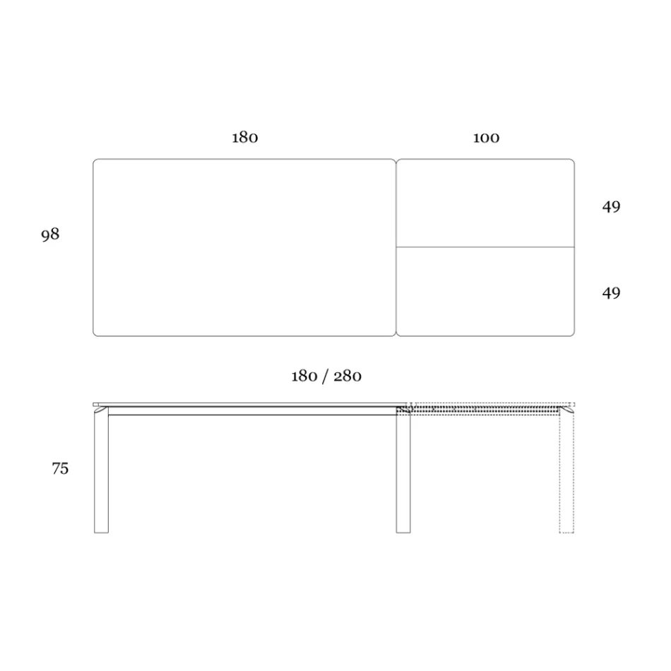 Table extensible jusqu'à 298 cm en céramique et métal fabriquée en Italie - Tulipe Viadurini