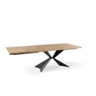 Table Extensible jusqu'à 300 cm avec Base en Métal et Plateau en Chêne - Marine Viadurini