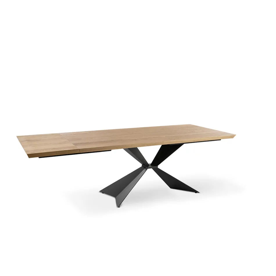 Table Extensible jusqu'à 300 cm avec Base en Métal et Plateau en Chêne - Marine Viadurini